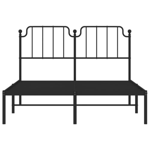 Metal Bed Frame with Headboard Black 150x200cm - Image 5
