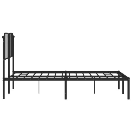 Metal Bed Frame with Headboard Black 150x200cm - Image 6