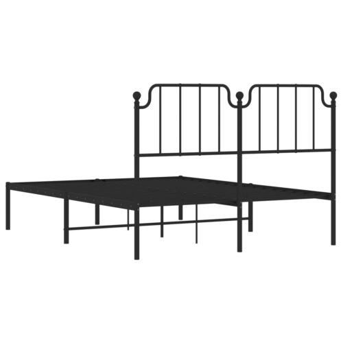 Metal Bed Frame with Headboard Black 150x200cm - Image 7