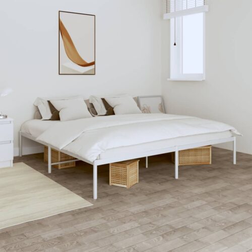 Metal Bed Frame White 183x203cm King
