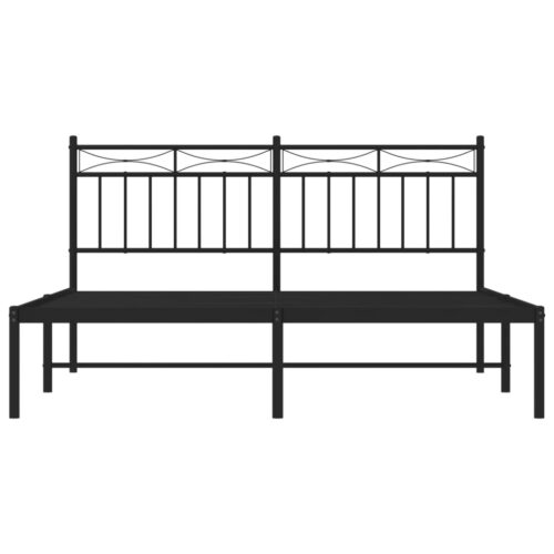 Metal Bed Frame with Headboard Black 150x200cm - Image 5