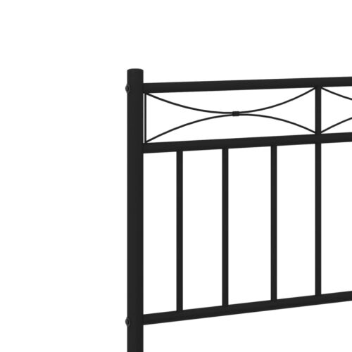 Metal Bed Frame with Headboard Black 150x200cm - Image 8