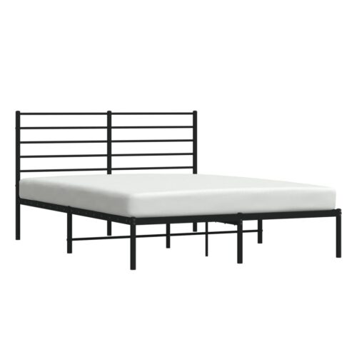 Metal Bed Frame with Headboard Black 150x200cm - Image 4