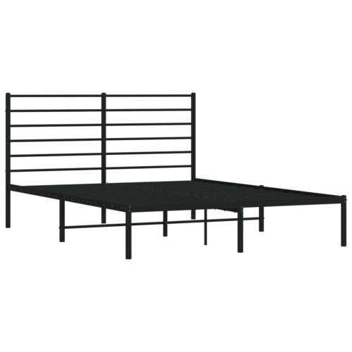 Metal Bed Frame with Headboard Black 150x200cm - Image 5
