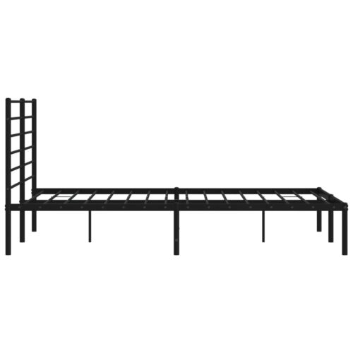 Metal Bed Frame with Headboard Black 150x200cm - Image 7
