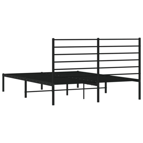 Metal Bed Frame with Headboard Black 150x200cm - Image 8