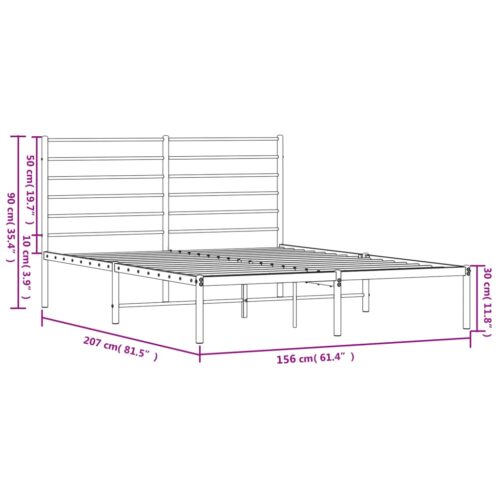 Metal Bed Frame with Headboard Black 150x200cm - Image 10