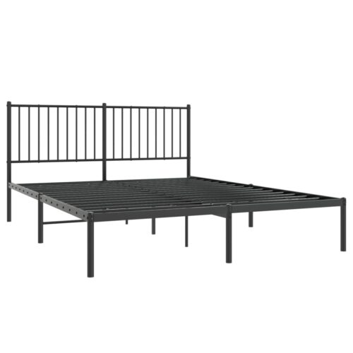 Metal Bed Frame with Headboard Black 150x200cm - Image 4