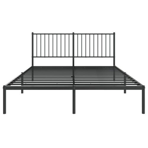 Metal Bed Frame with Headboard Black 150x200cm - Image 5