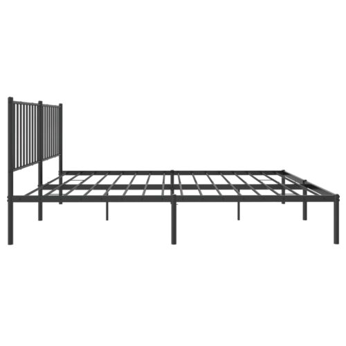 Metal Bed Frame with Headboard Black 150x200cm - Image 6