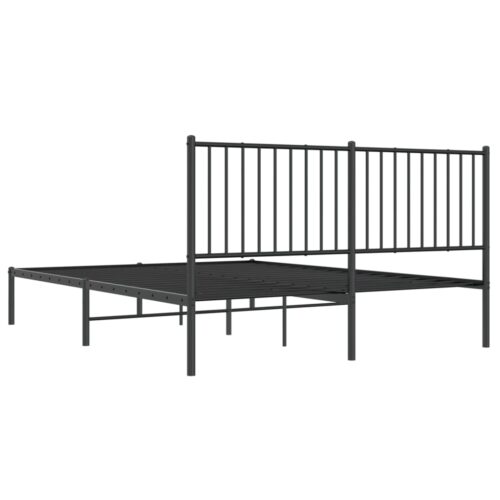Metal Bed Frame with Headboard Black 150x200cm - Image 7