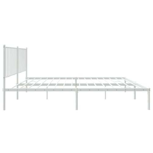 Metal Bed Frame with Headboard White 150x200cm - Image 6