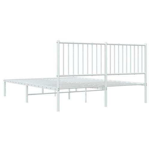 Metal Bed Frame with Headboard White 150x200cm - Image 7