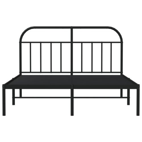 Metal Bed Frame with Headboard Black 150x200cm - Image 6