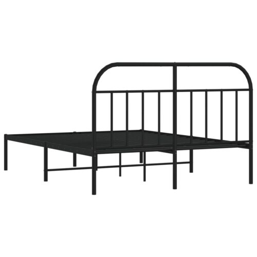 Metal Bed Frame with Headboard Black 150x200cm - Image 8