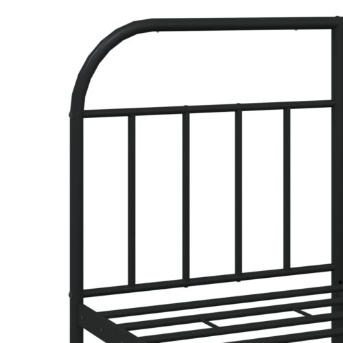 Metal Bed Frame with Headboard Black 150x200cm - Image 9