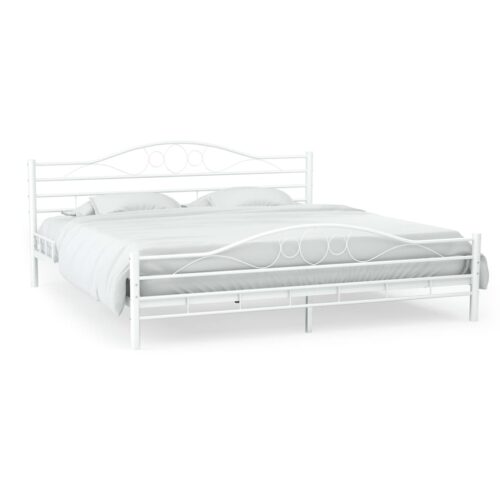 Bed Frame White Metal 137x187cm Double