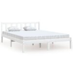 Bed Frame White Solid Wood Pine 150x200cm
