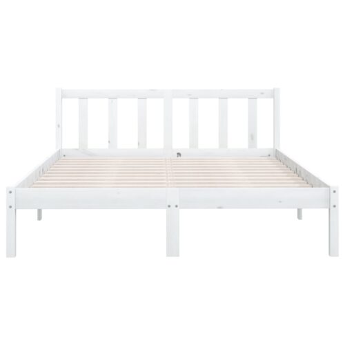 Bed Frame White Solid Wood Pine 150x200cm - Image 4