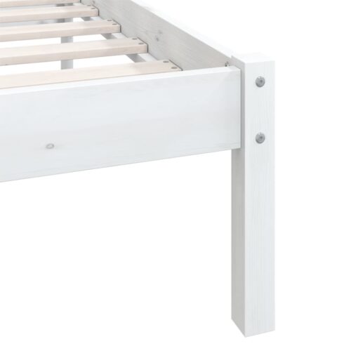 Bed Frame White Solid Wood Pine 150x200cm - Image 8
