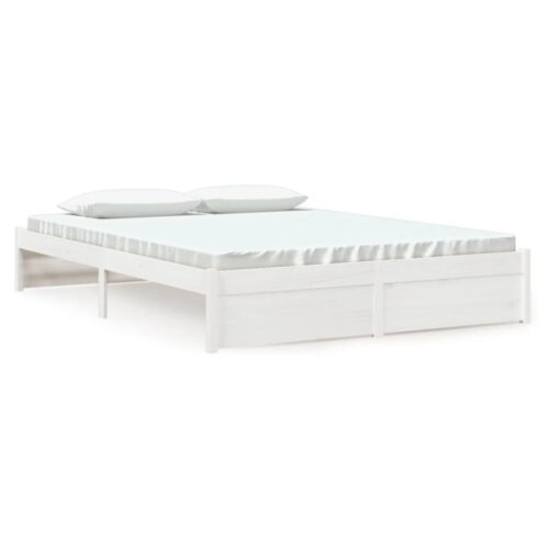 Bed Frame White Solid Wood 150x200cm - Image 2