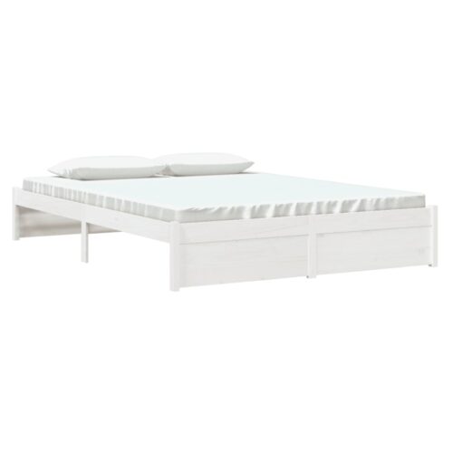 Bed Frame White Solid Wood 150x200cm - Image 3