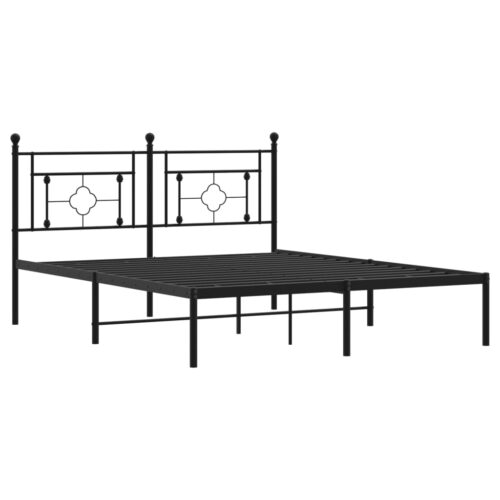 Metal Bed Frame with Headboard Black 150x200cm - Image 4