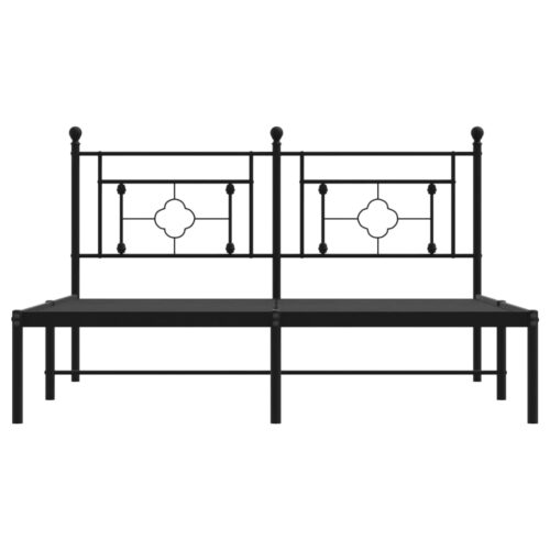 Metal Bed Frame with Headboard Black 150x200cm - Image 5