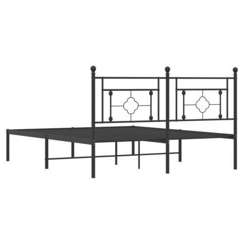 Metal Bed Frame with Headboard Black 150x200cm - Image 7
