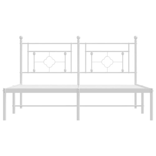 Metal Bed Frame with Headboard White 150x200cm - Image 5