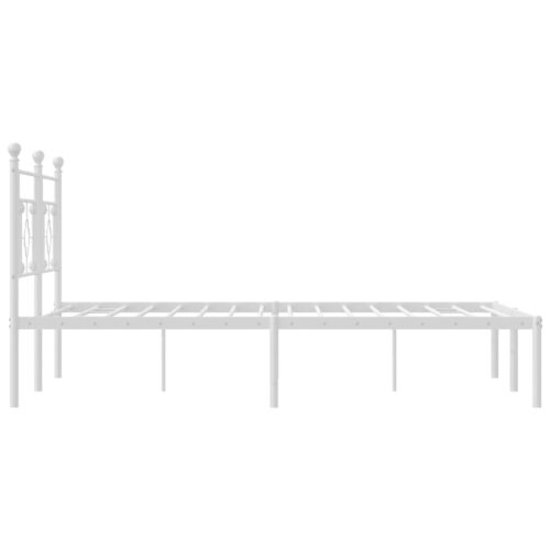 Metal Bed Frame with Headboard White 150x200cm - Image 6