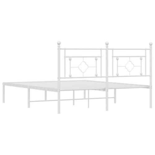 Metal Bed Frame with Headboard White 150x200cm - Image 7