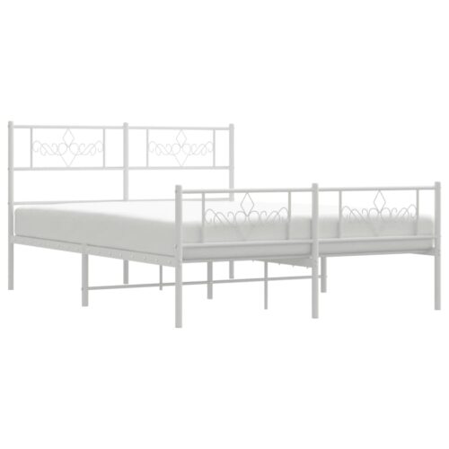 Metal Bed Frame with Footboard White 150x200cm - Image 3