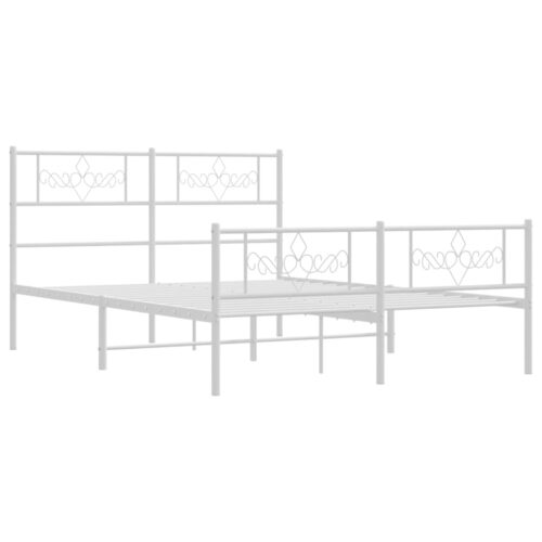 Metal Bed Frame with Footboard White 150x200cm - Image 5