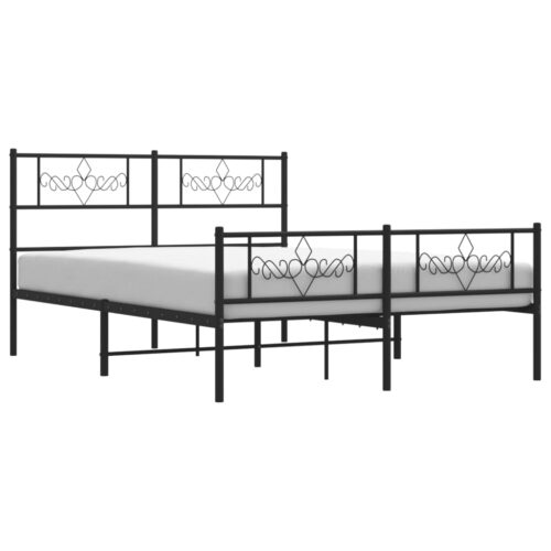 Metal Bed Frame with Footboard Black 150x200cm - Image 3