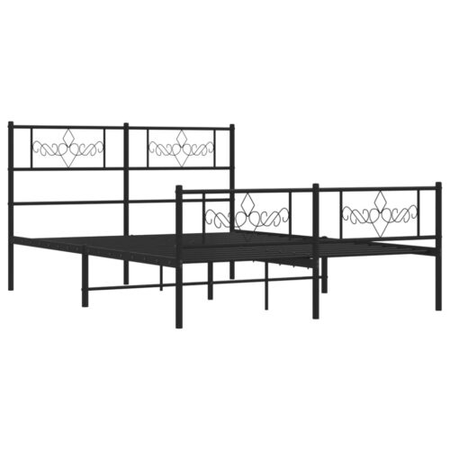 Metal Bed Frame with Footboard Black 150x200cm - Image 5