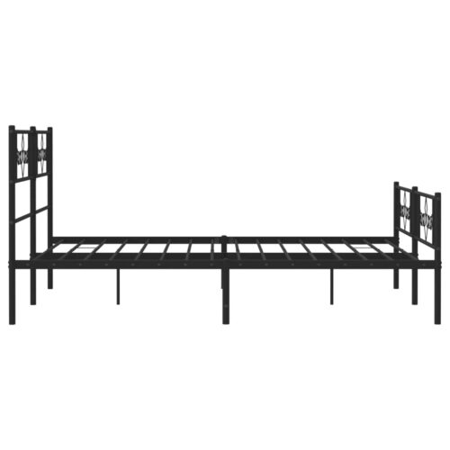 Metal Bed Frame with Footboard Black 150x200cm - Image 6