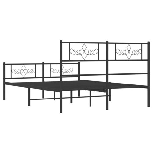 Metal Bed Frame with Footboard Black 150x200cm - Image 7
