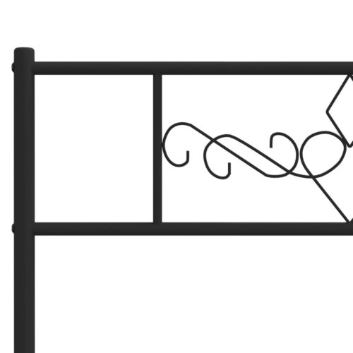 Metal Bed Frame with Footboard Black 150x200cm - Image 8