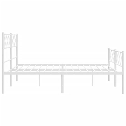 Metal Bed Frame with Footboard White 150x200cm - Image 6