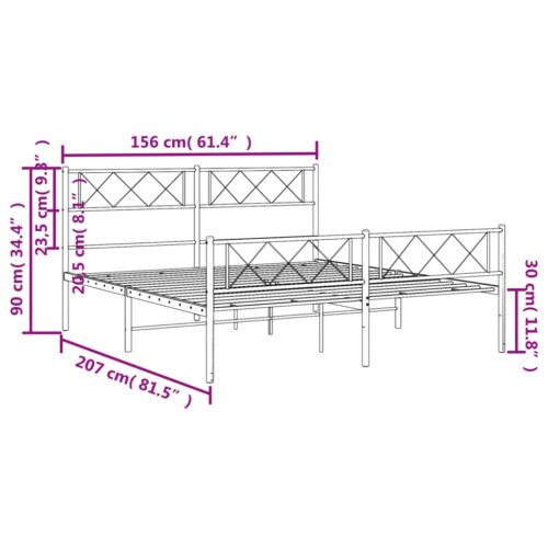 Metal Bed Frame with Footboard White 150x200cm - Image 9