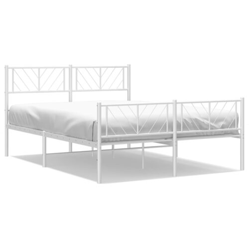 Metal Bed Frame with Footboard White 150x200cm - Image 2