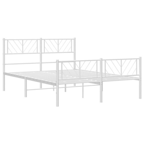 Metal Bed Frame with Footboard White 150x200cm - Image 4