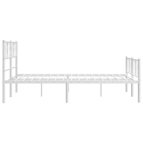 Metal Bed Frame with Footboard White 150x200cm - Image 6