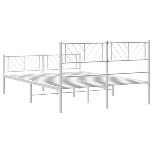 Metal Bed Frame with Footboard White 150x200cm - Image 7