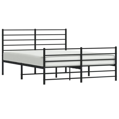 Metal Bed Frame with Footboard Black 135x190cm - Image 4