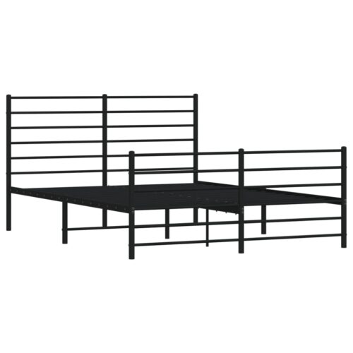Metal Bed Frame with Footboard Black 135x190cm - Image 5
