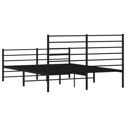 Metal Bed Frame with Footboard Black 135x190cm - Image 8