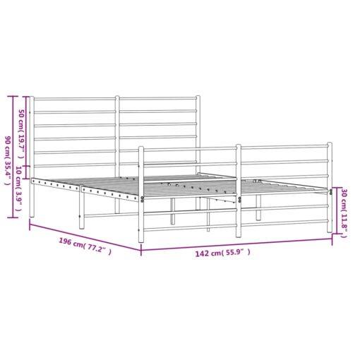 Metal Bed Frame with Footboard Black 135x190cm - Image 10