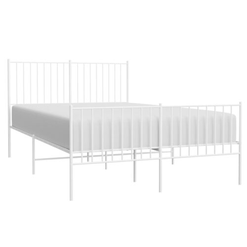 Metal Bed Frame with Footboard White 135x190cm - Image 3
